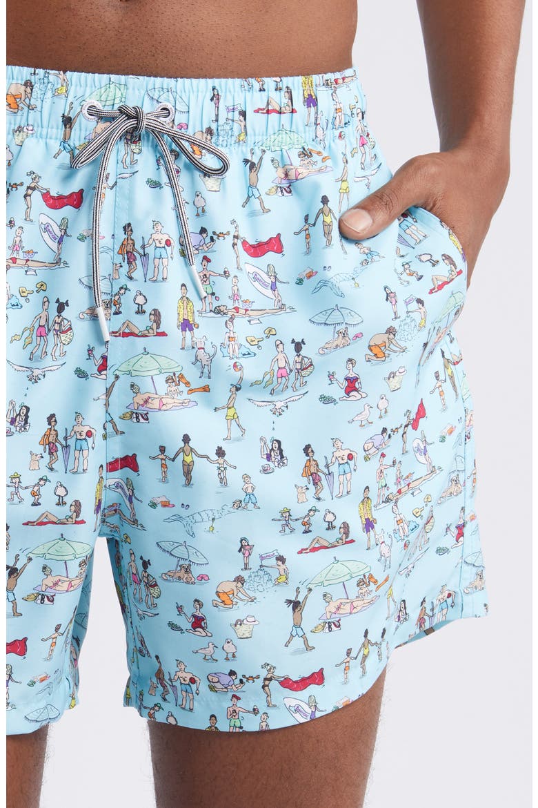 Beach Folk Mid Length Swim Trunks, Alternate, color, BLUE