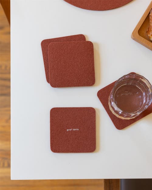 Graf & Lantz Graf Lantz Bierfilzl Merino Wool Square Coaster Multi 4 Pack In Terracotta
