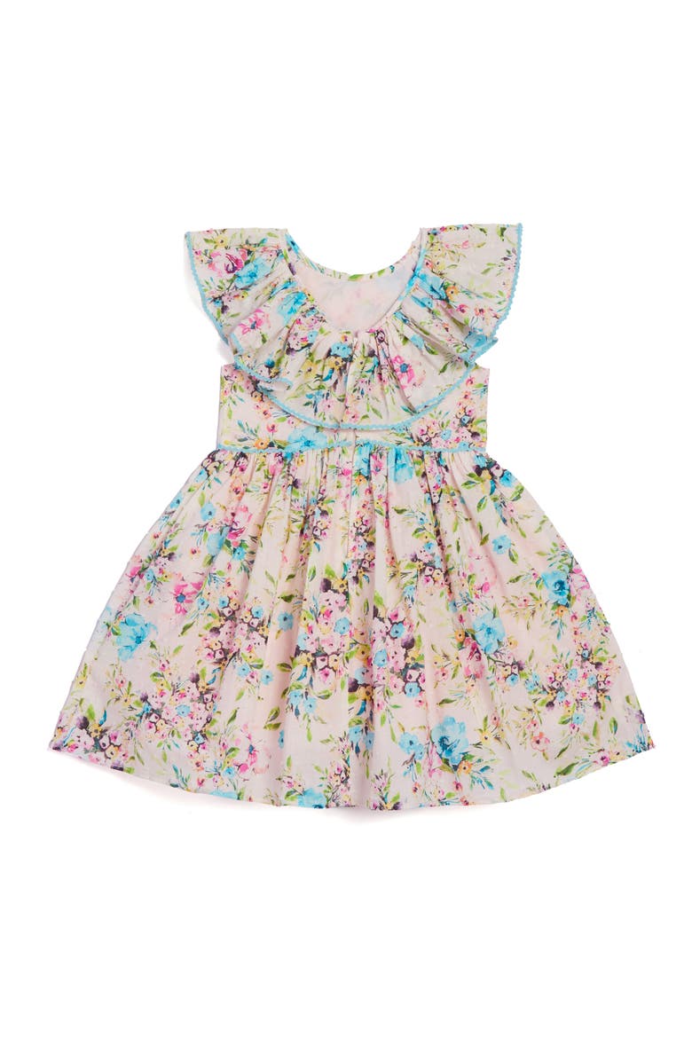 Floral Print Flutter Sleeve Dress, Alternate, color, PINK
