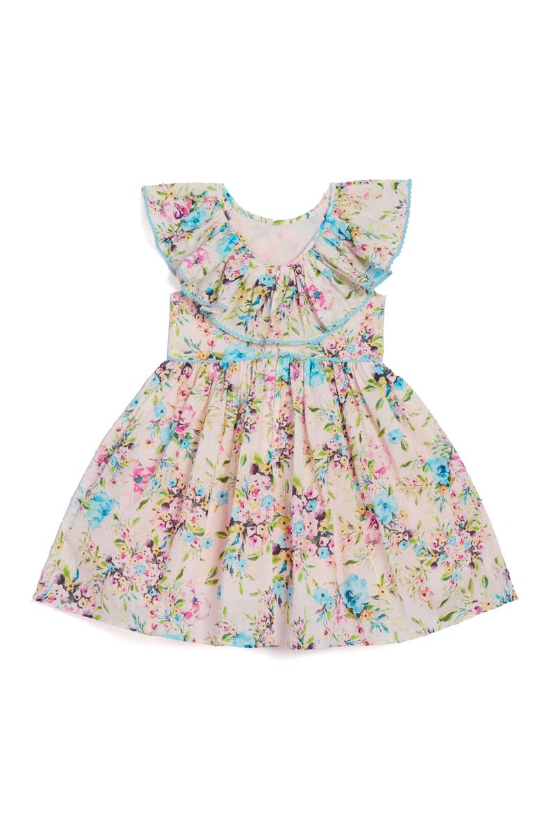 Pippa & Julie Floral Print Flutter Sleeve Dress, Alternate, color, Pink