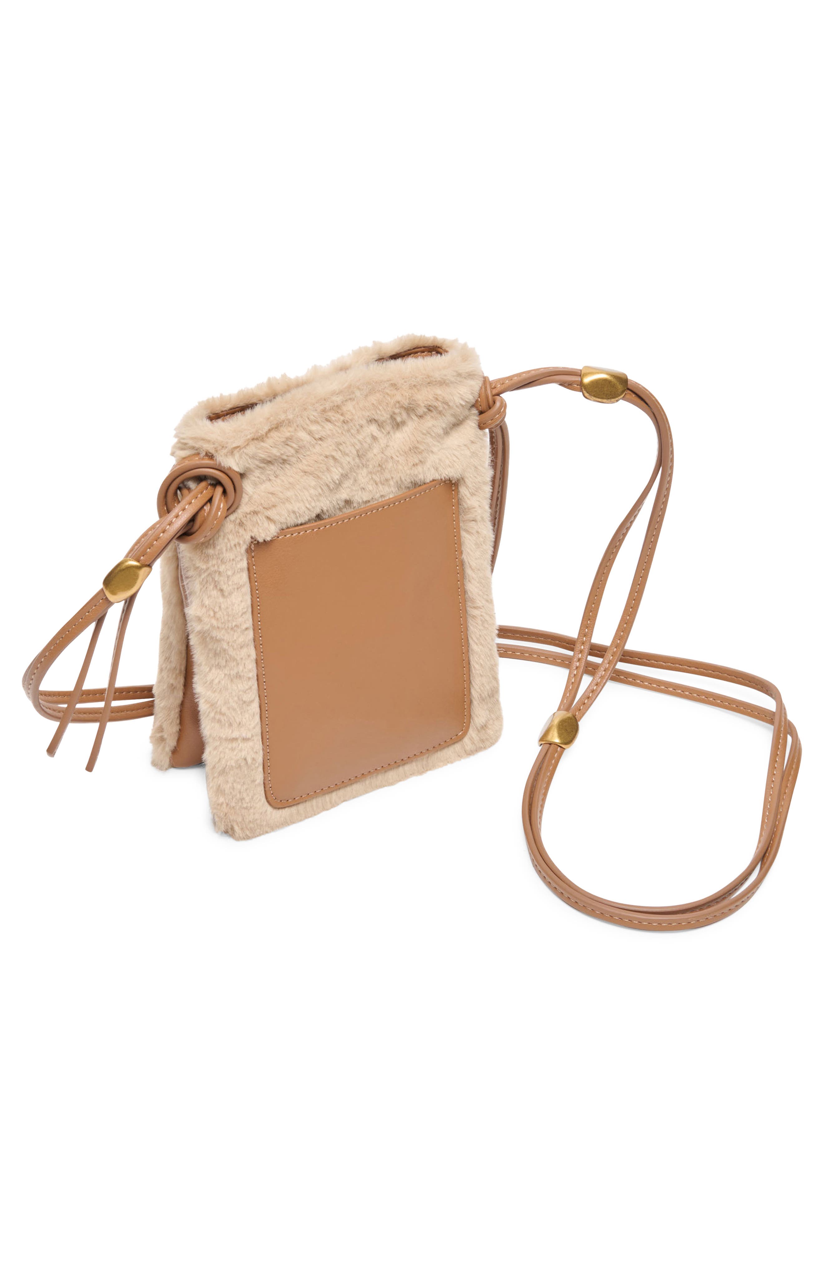 Lyrik Faux Fur Crossbody Bag, Alternate, color, MID BROWN