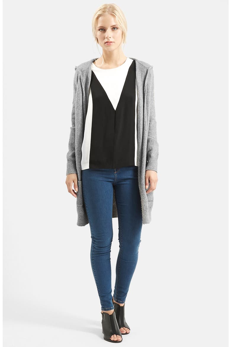Open Front Hooded Cardigan, Alternate, color, GREY