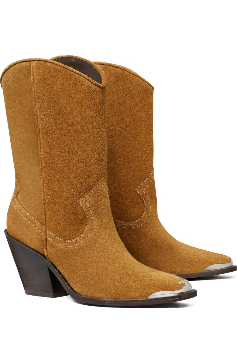 Tory Burch Western Boot, Main, color, Toasted Ginger/Cappucino Suede