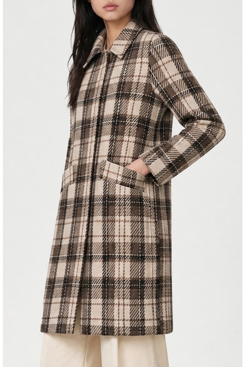 Wallis Plaid Faux Wool Coat, Alternate, color, BEIGE
