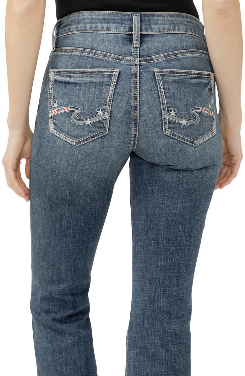 Silver Jeans Co. Suki Curvy Raw Hem Mid Rise Kick Flare Jeans, Alternate, color, Glory