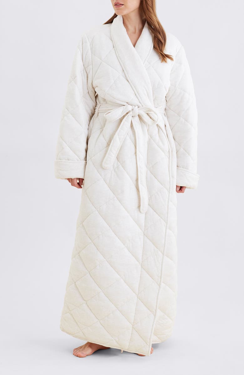 Papinelle Quilted Cotton Maxi Robe, Main, color, Ecru