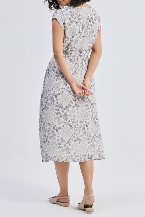 Reistor Deep V-neck Gathered Dress In Florals In Blooming Tiles