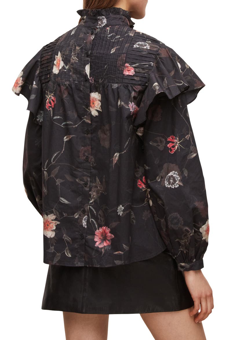 Bluma Kaneshon Ruffle Blouse, Alternate, color, BLACK