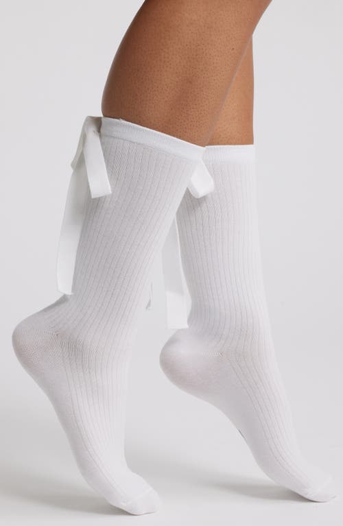 Ugg(r) Serenella Bow Cotton Blend Crew Socks In White