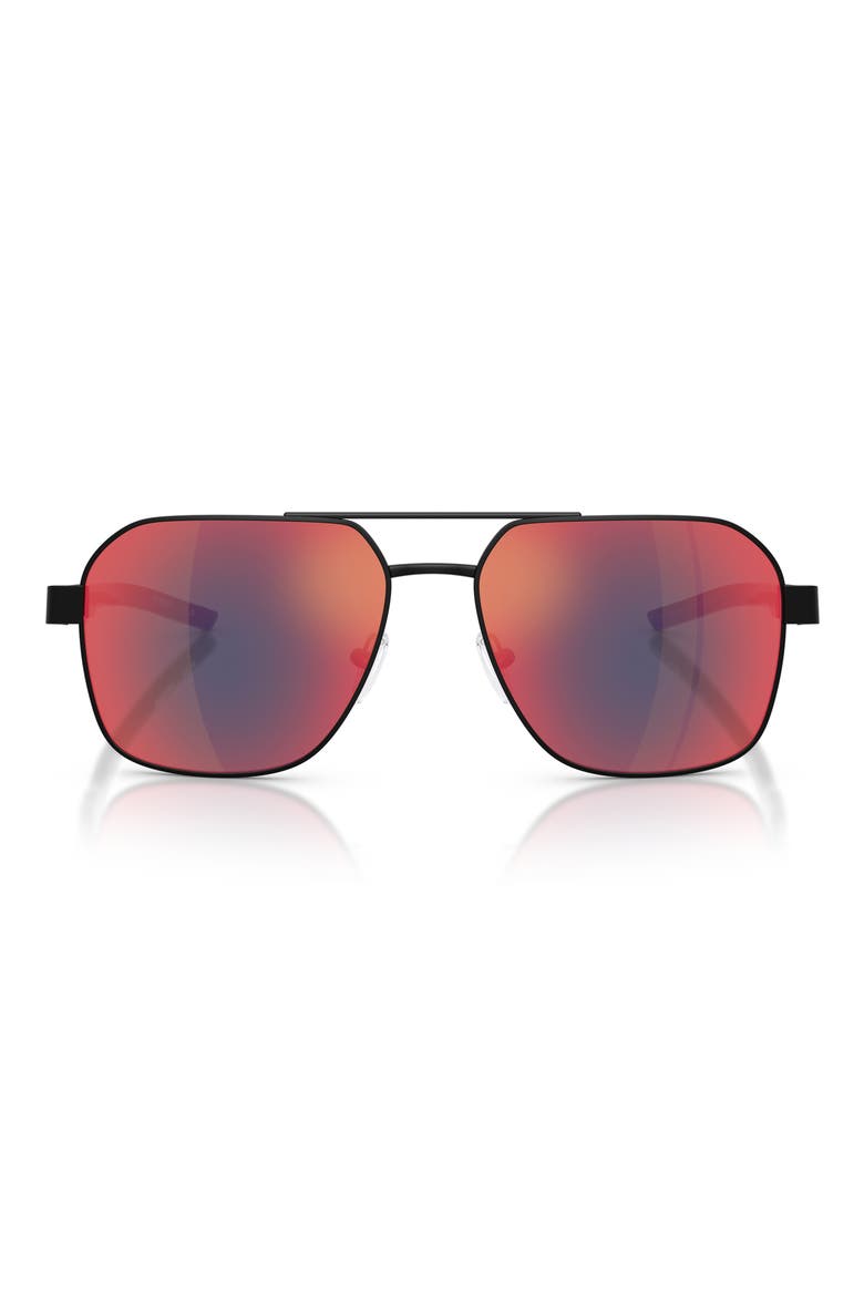 57mm Square Sunglasses, Main, color, MATTE BLACK / BLACK