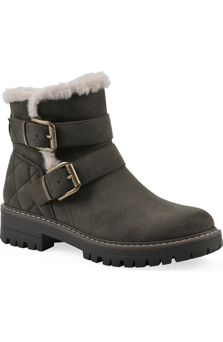 CLIFFS BY WHITE MOUNTAIN Marvin Faux Fur Lined Bootie, Main, color, Olive/ Fabric