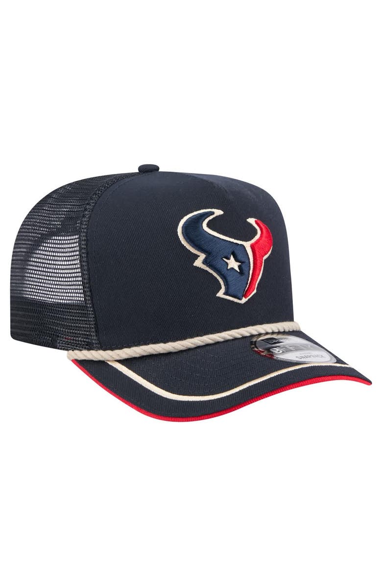 New Era Men's New Era Navy Houston Texans Vintage Team Rope A-Frame Trucker 9FIFTY Snapback Hat, Alternate, color, 