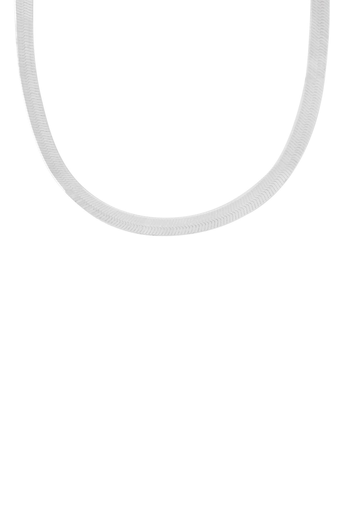 BEST SILVER Sterling Silver Herringbone Chain Necklace