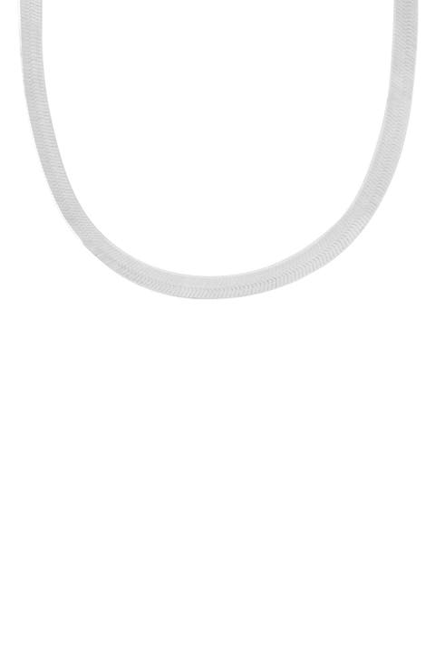 Sterling Silver Herringbone Chain Necklace
