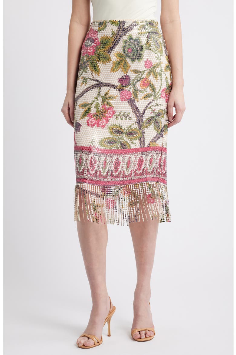 Vivienne Floral Sequin Skirt, Main, color, IVORY MULTI