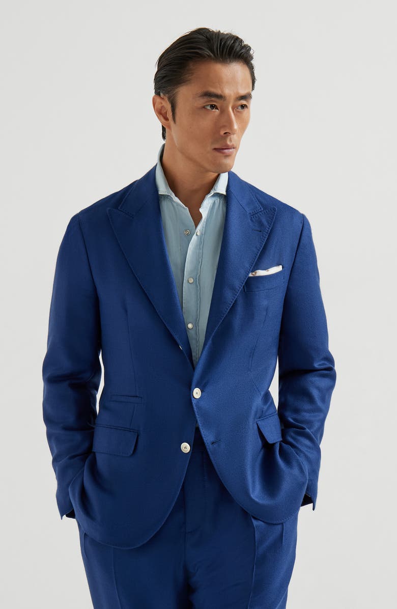 Brunello Cucinelli Cashmere and silk blazer, Main, color, Avio Blue