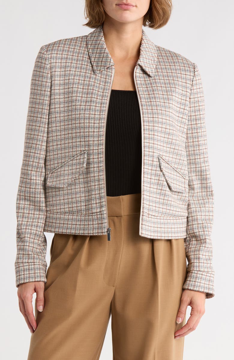 Theory Grid Zip Jacket, Main, color, Beige Multi