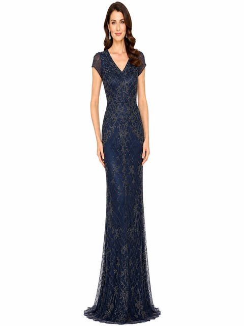 Cap Sleeve Mermaid Beaded Gown