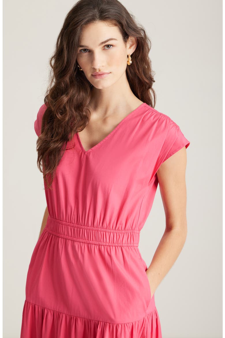 Tiered Poplin Maxi Dress, Alternate, color, PINK CARMINE