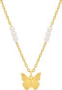 Estella Bartlett Butterfly & Faux Pearl Necklace