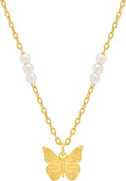 Estella Bartlett Butterfly & Faux Pearl Necklace