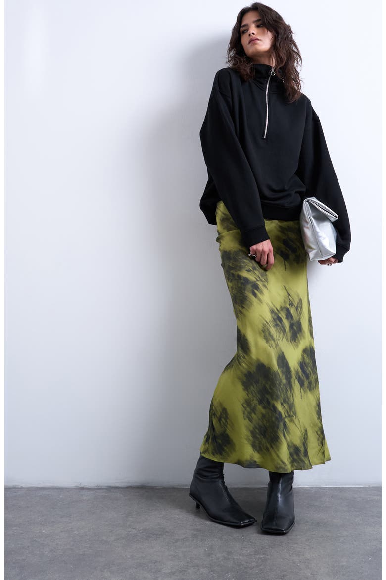 Bias Cut Satin Maxi Skirt, Main, color, LIGHT GREEN