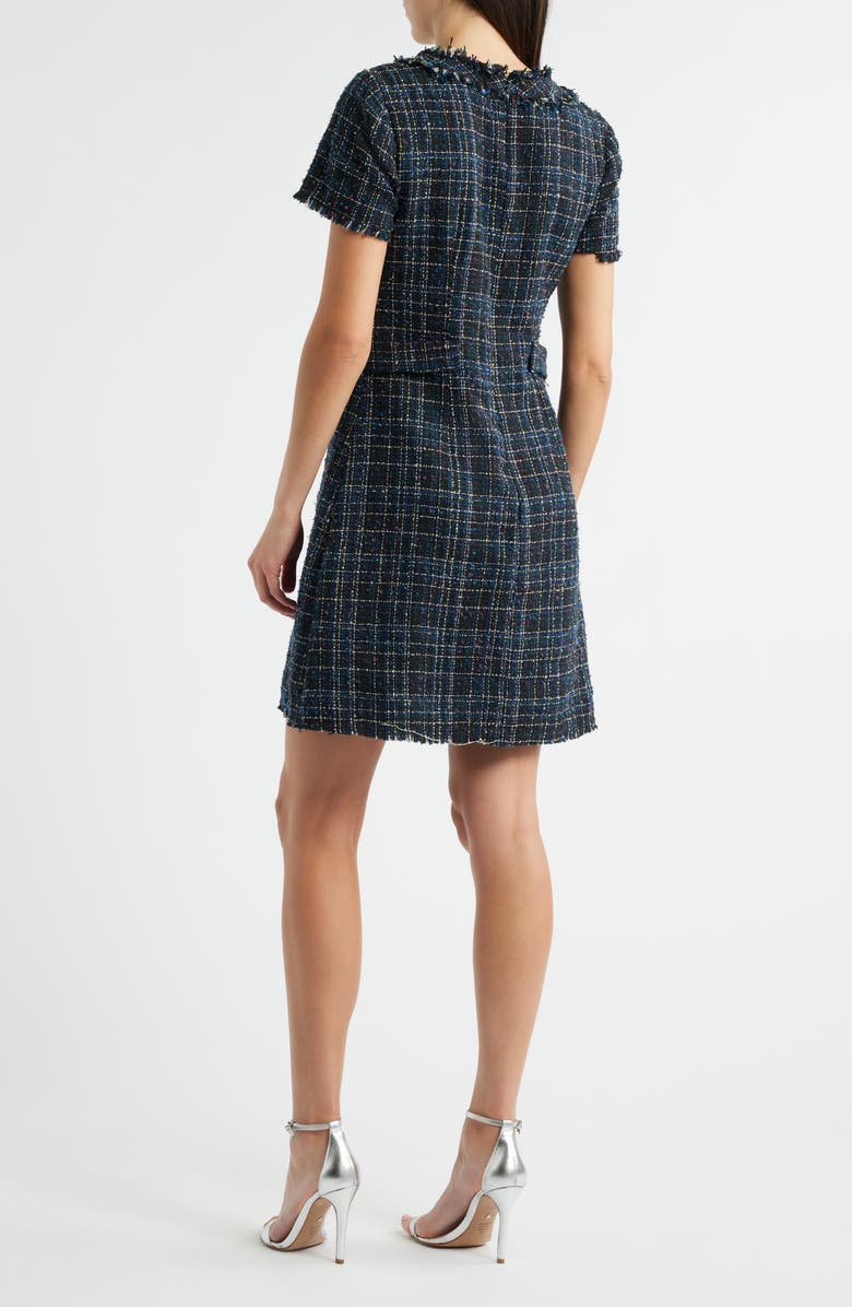 Eliza J Tweed A-Line Dress, Alternate, color, Navy Black