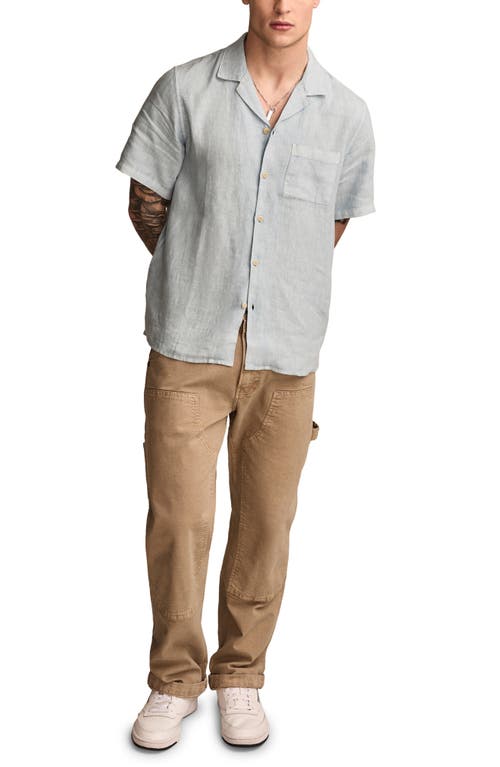 Lucky Brand Slub Linen Camp Shirt In Celestial Blue