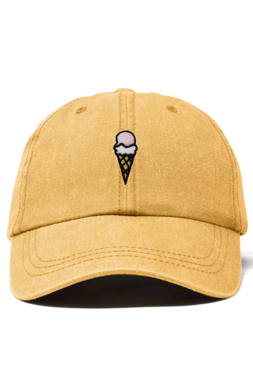 Dalix Double Scoop Embroidered Cap In Washed Gold