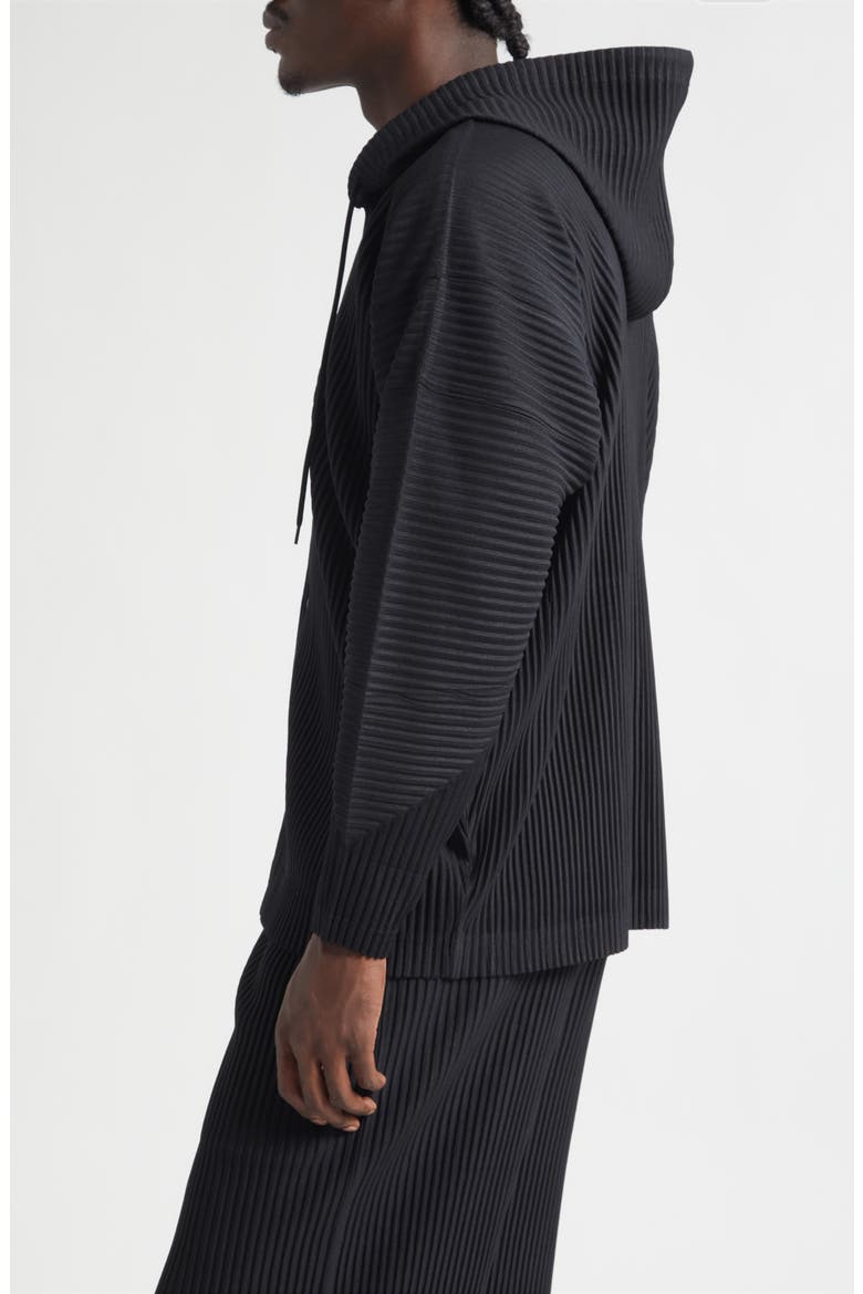 Monthly Colors February Pleated Hooded Jacket, Alternate, color, BLACK