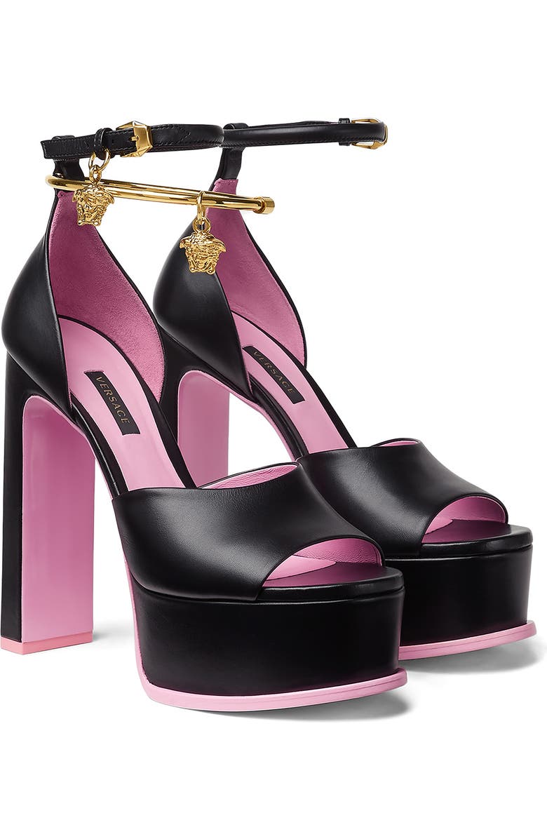 Versace Medusa Aeternitas Platform Sandal, Main, color,