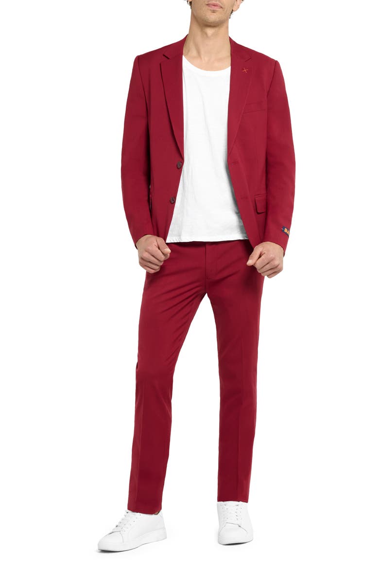 Daily Slim Fit Bright Burgundy Suit, Main, color, RED