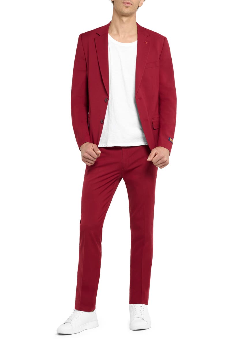 OppoSuits Daily Slim Fit Bright Burgundy Suit, Main, color, Red