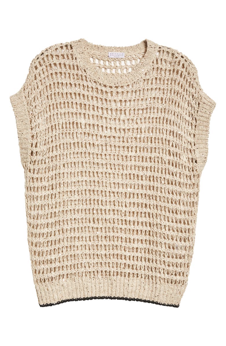 Brunello Cucinelli Sequin Open Knit Sweater, Alternate, color, 