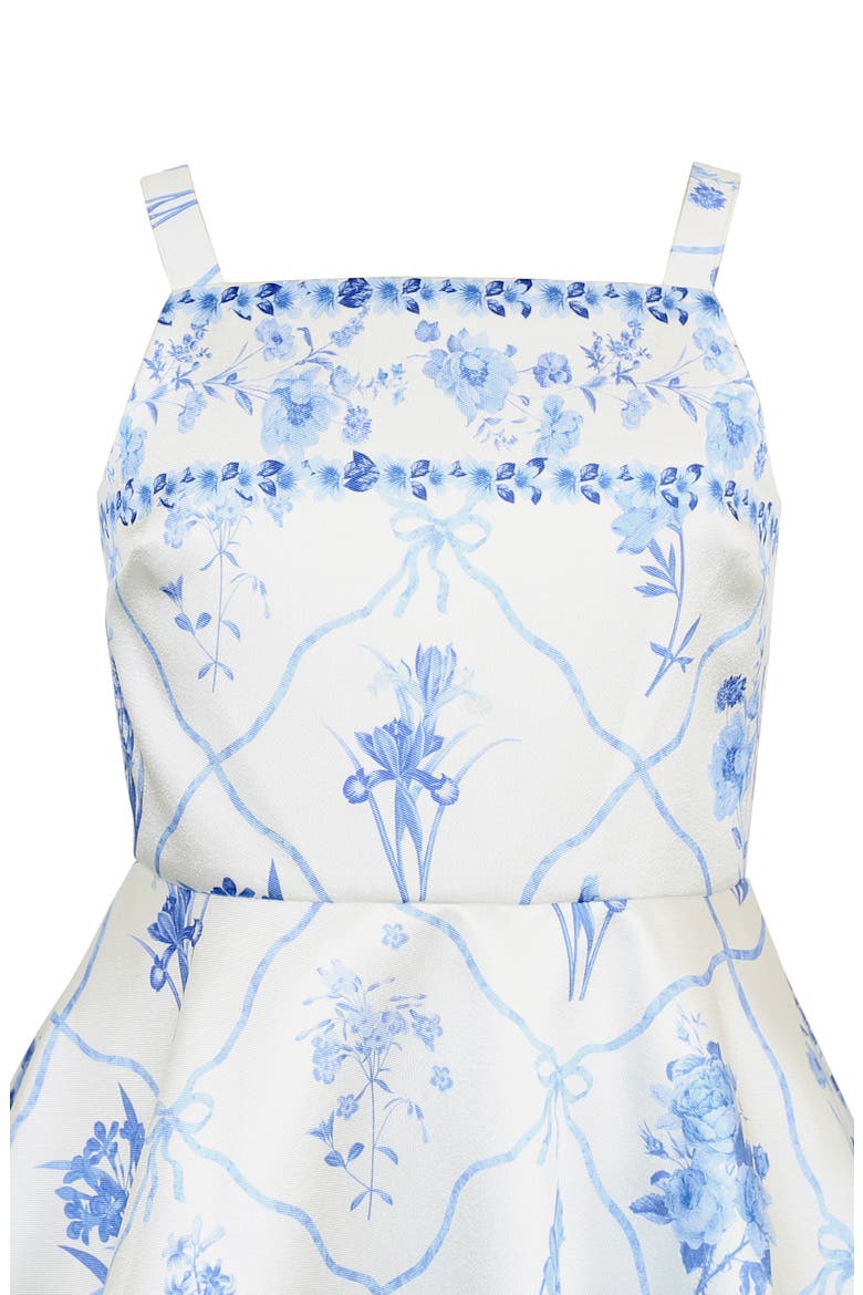 Kids' Border Print Mikado Fit & Flare Party Dress, Alternate, color, IVORY/ BLUE