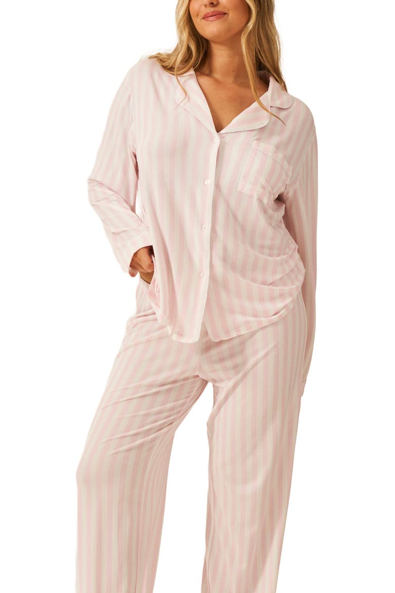Long Pyjama Set, Alternate, color, Pale Pink Stripe