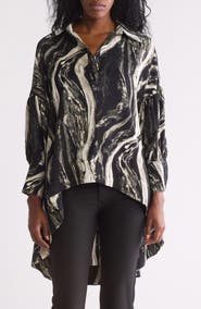 PATRIZIA LUCA Oversize Long Sleeve High-Low Top