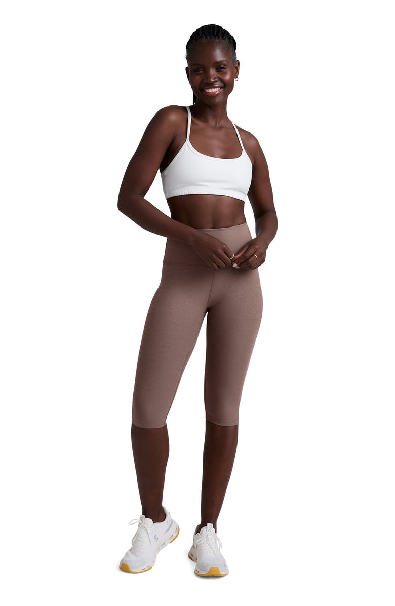 Beyond Yoga High Waist Crop Leggings, Alternate, color, Rosey Taupe Heather