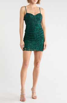 Sequin Lace Lace-Up Body-Con Dress