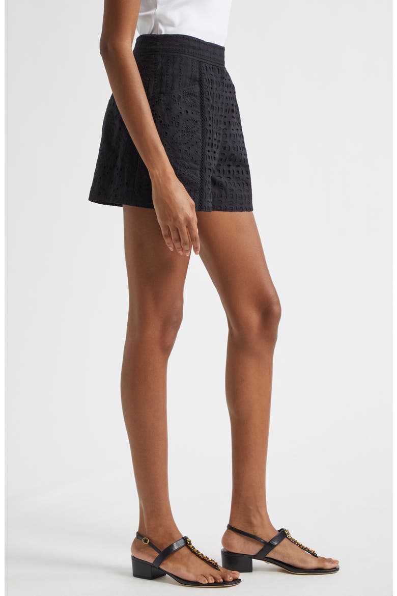 Fabian Cotton Eyelet Shorts, Alternate, color, BLACK