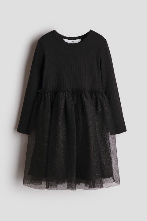 Long-Sleeved Dress With Tulle Skirt