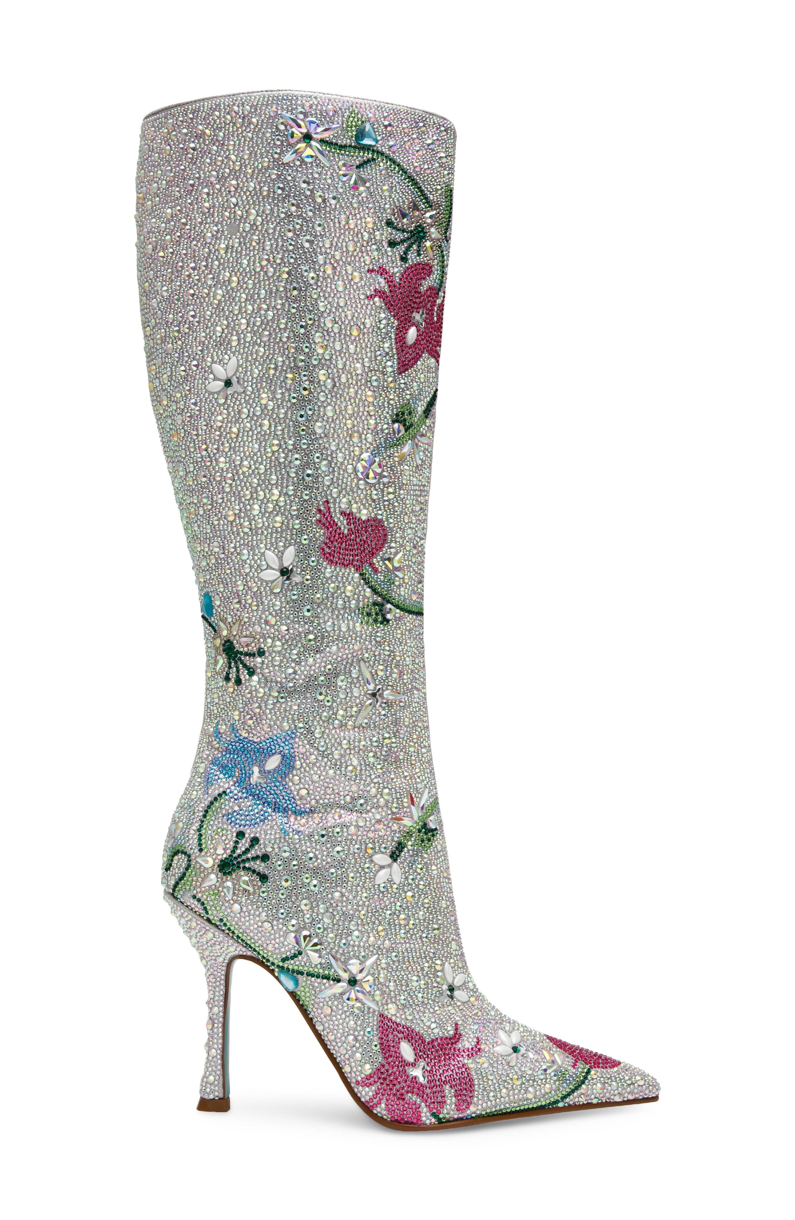 Rio Rhinestone Floral Knee High Boot, Alternate, color, RHINESTONE FLORAL