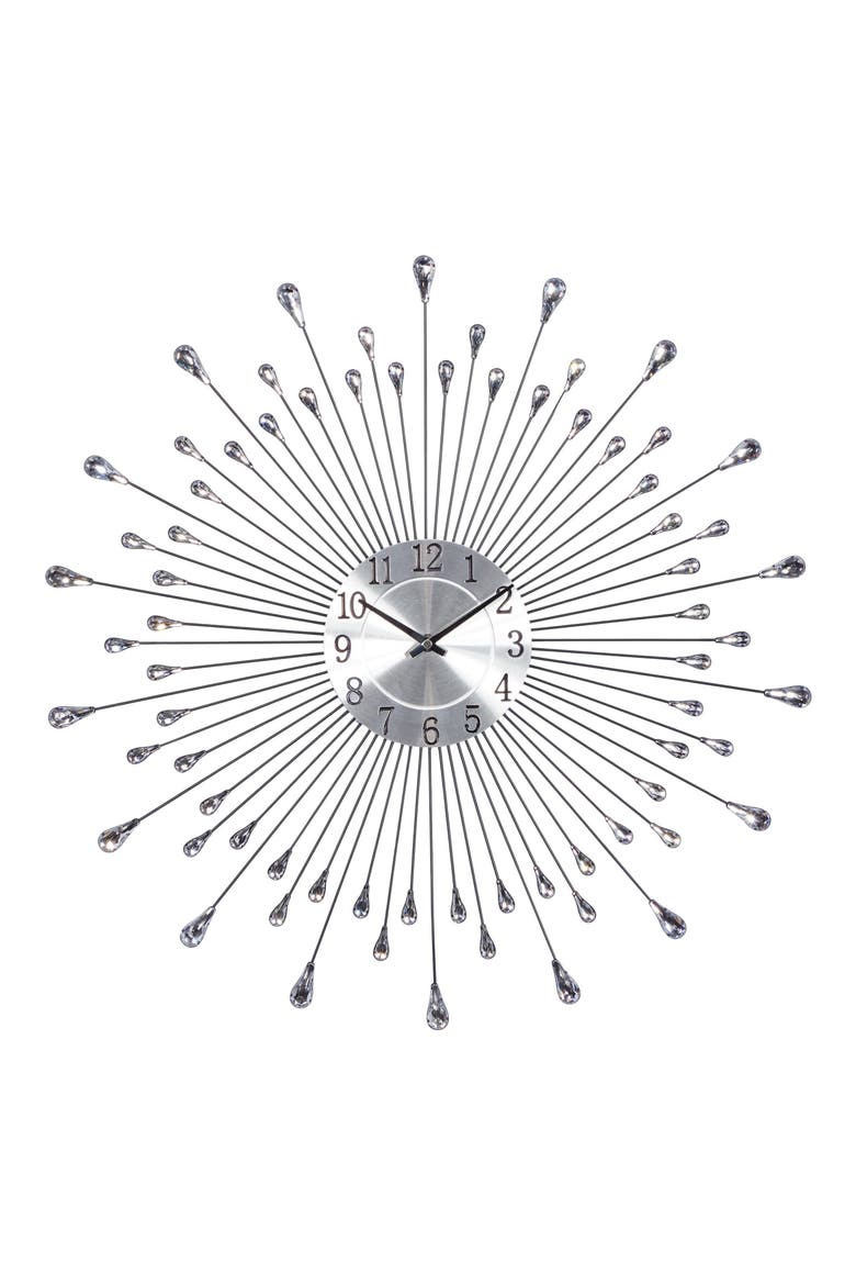 Sunray Wall Clock, Main, color, SILVER