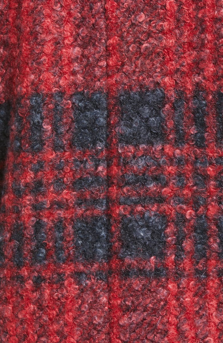 Sam Edelman Plaid Teddy Coat, Alternate, color, Red/ Charcoal Plaid