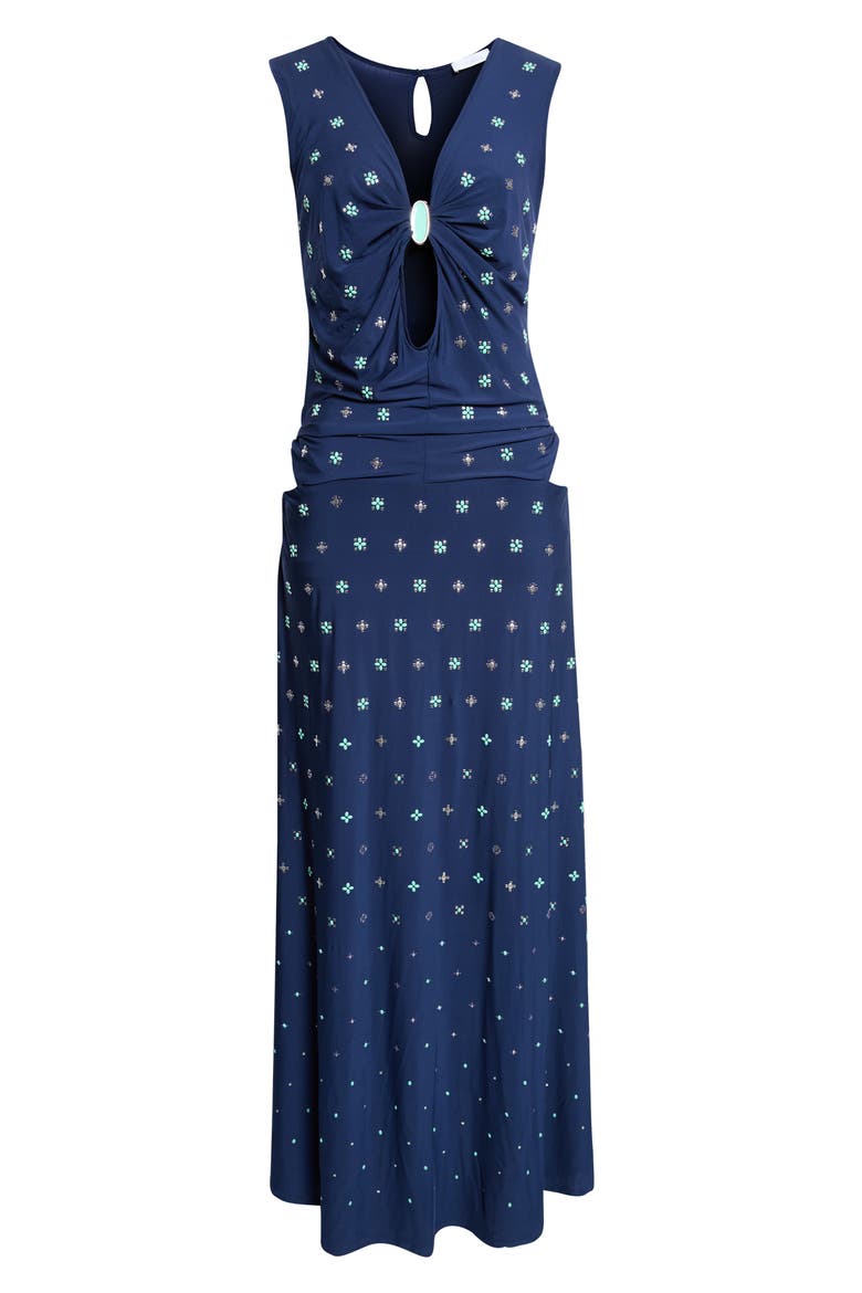 Embellished Jersey Maxi Dress, Main, color, MIDNIGHT BLUE