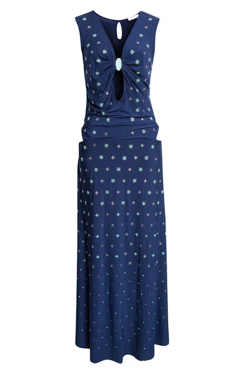 Embellished Jersey Maxi Dress