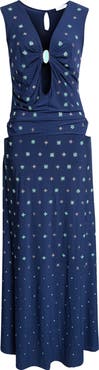 Rabanne Embellished Jersey Maxi Dress
