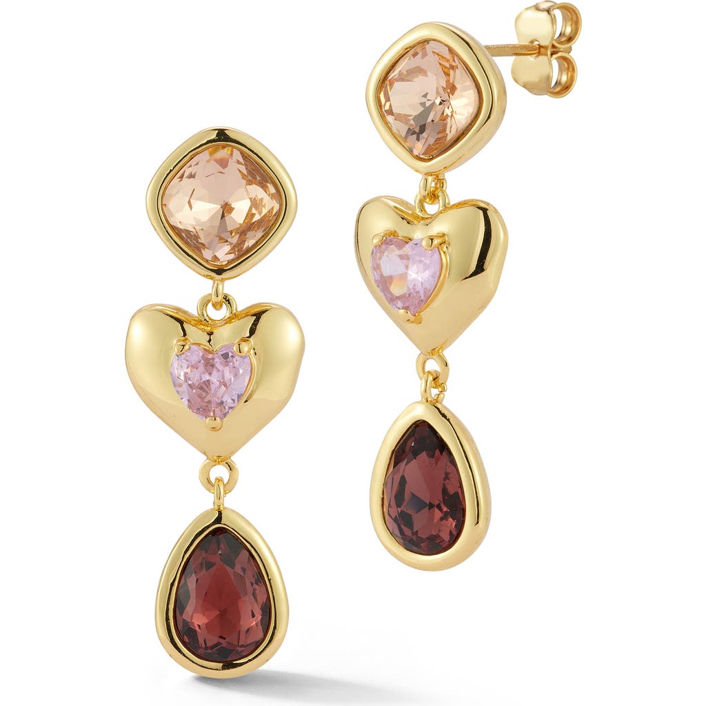 Chloe & Madison Chloe And Madison Heart Drop Earrings In Gold