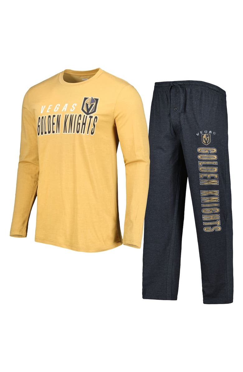 CONCEPTS SPORT Men's Concepts Sport Black/Gold Vegas Golden Knights Meter Long Sleeve T-Shirt & Pants Sleep Set, Alternate, color,