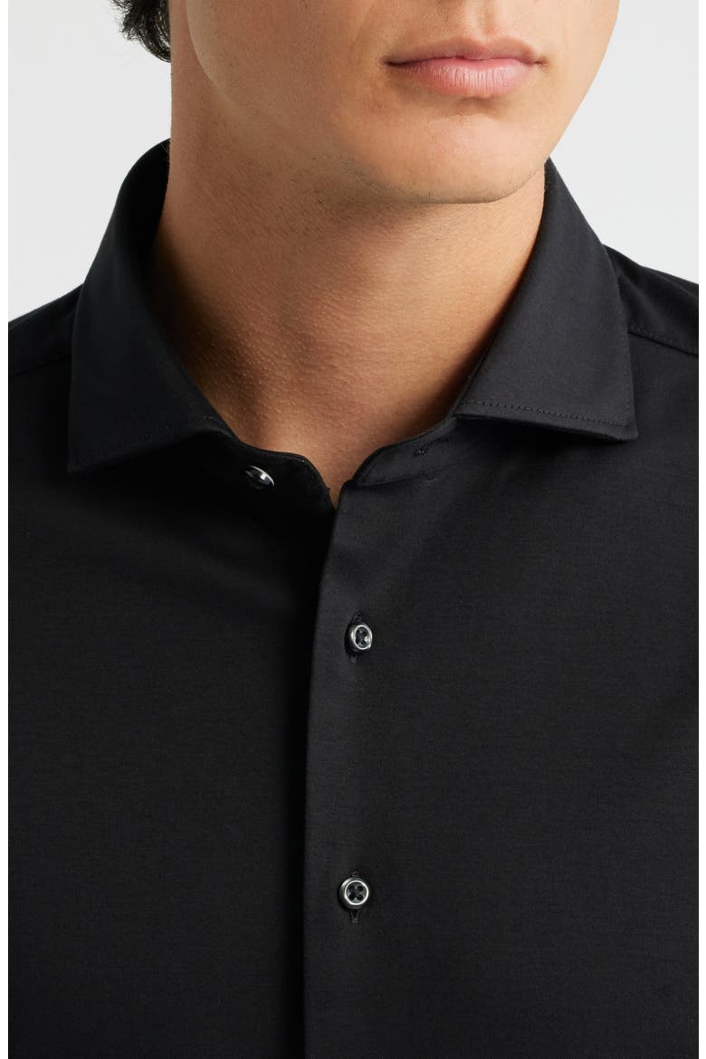 Jersey Slim Fit Dress Shirt, Alternate, color, BLACK